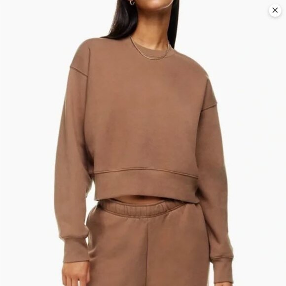 Aritzia Tna Cozy Fleece Boyfriend Cropped Crewneck, XXS - Picture 1 of 3